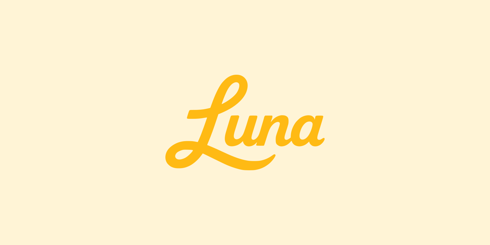 The Luna logo wordmark in gold script on a soft cream background