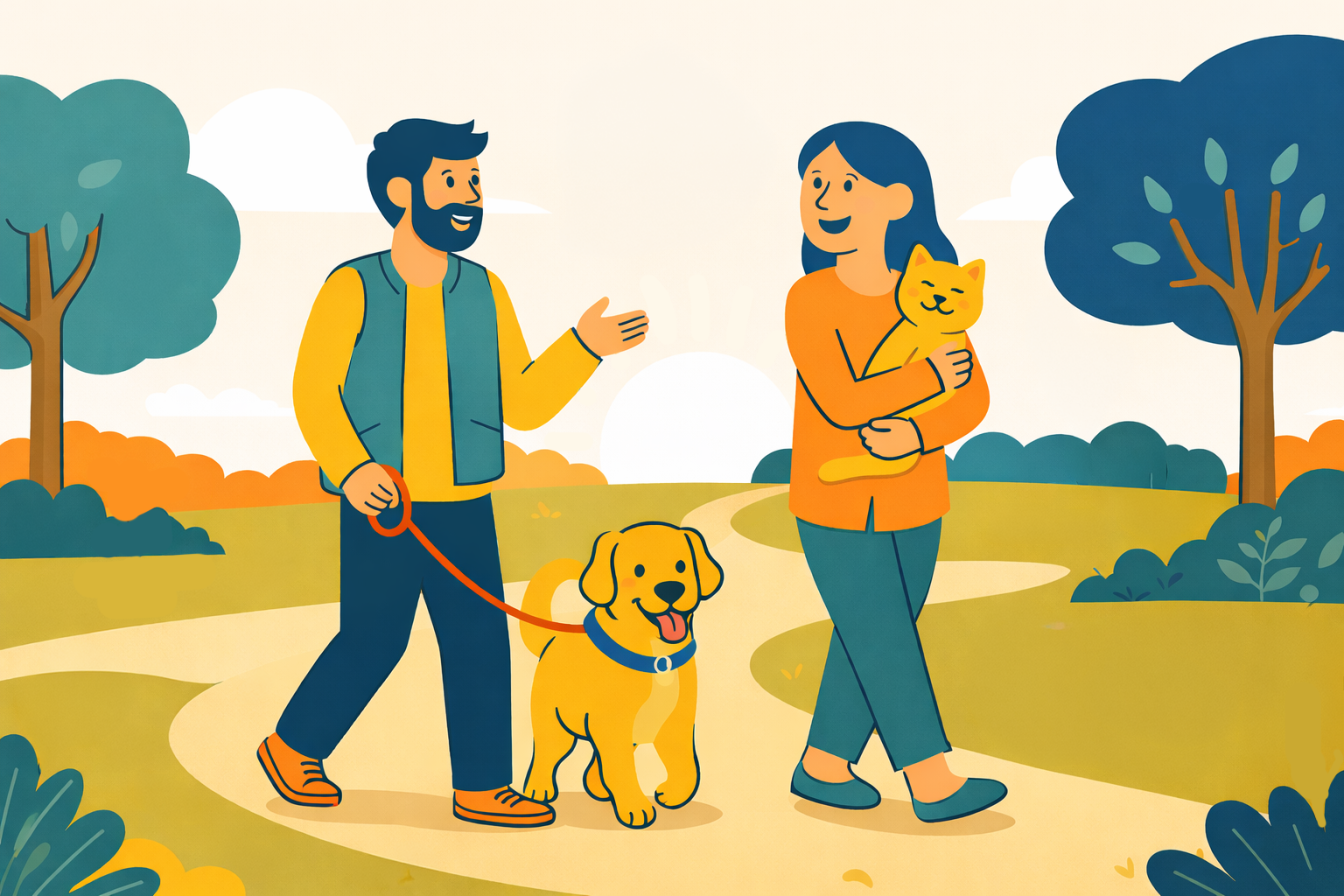 People walking with their pets
